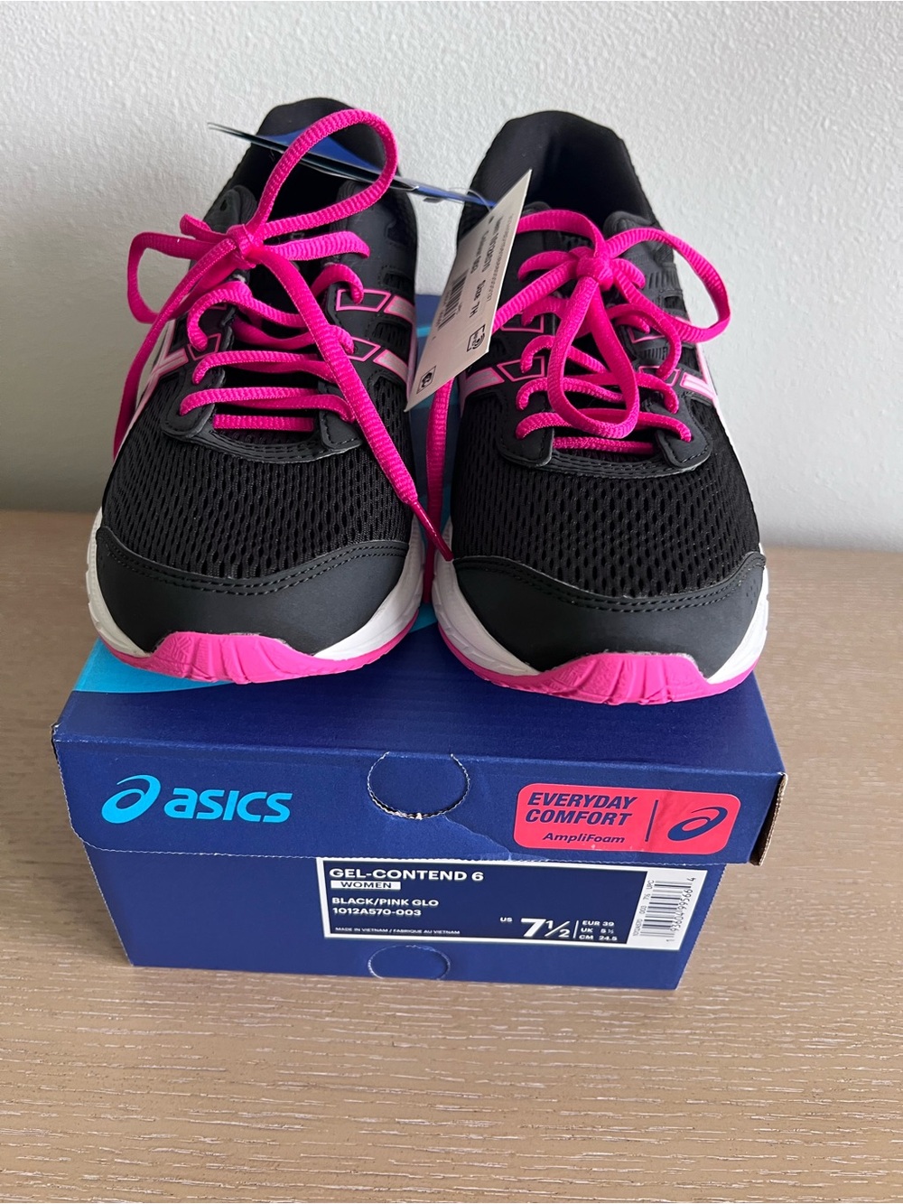 ASICS New Women's Black Running Shoes with Hot Pink Details - Picture 7 of 9